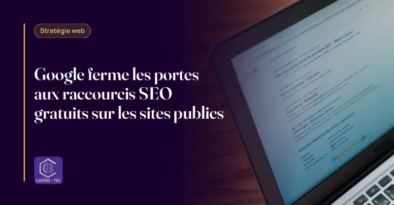 Écran d'ordinateur montrant une page de résultats de recherche Google avec un classement de première position
